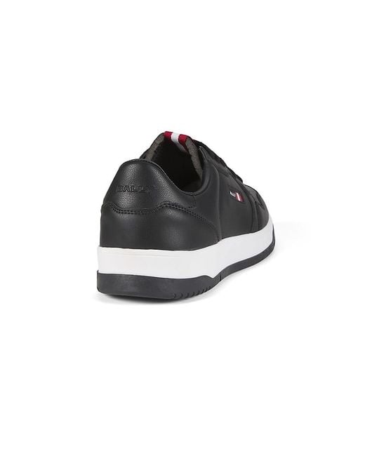Bally Black Logo Leather Low-Top Sneakers for men