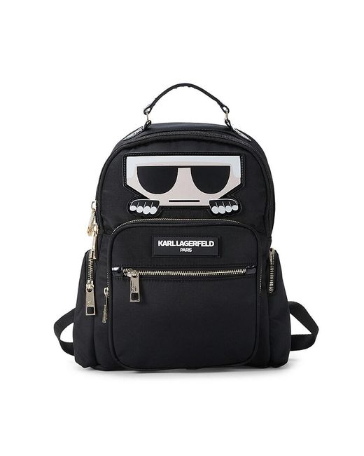 Karl Lagerfeld Black Appliqué Travel Backpack
