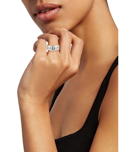 Saks Fifth Avenue White Sterling Silver Curb Chain Ring