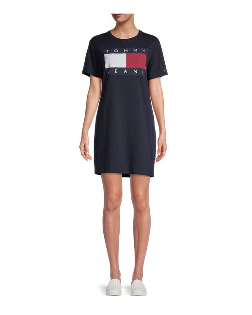 Tommy Hilfiger Cotton Logo Graphic T-shirt Dress | Lyst