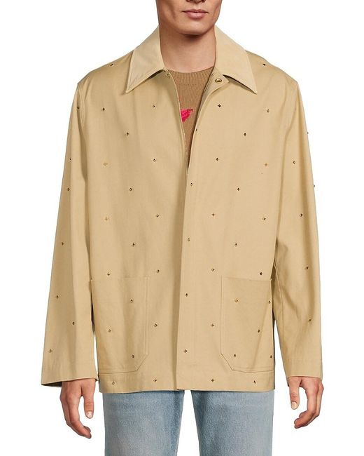 Valentino Natural Studded Spread Collar Jacket for men