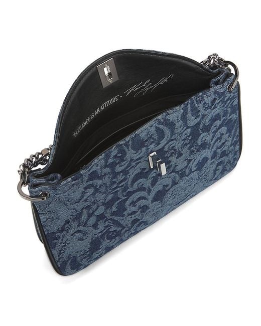 Karl Lagerfeld Blue Nadine Monogram Cotton-Leather Crossbody Bag