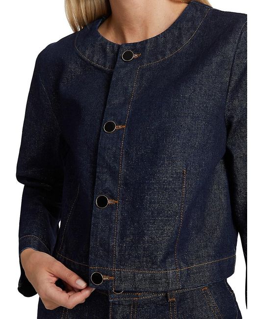10 Crosby Derek Lam Women's Blue Ezra Button-Front Jacket - Main Image