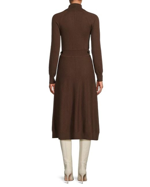 10 Crosby Derek Lam Brown Becky Wool-Cotton Midi-Dress