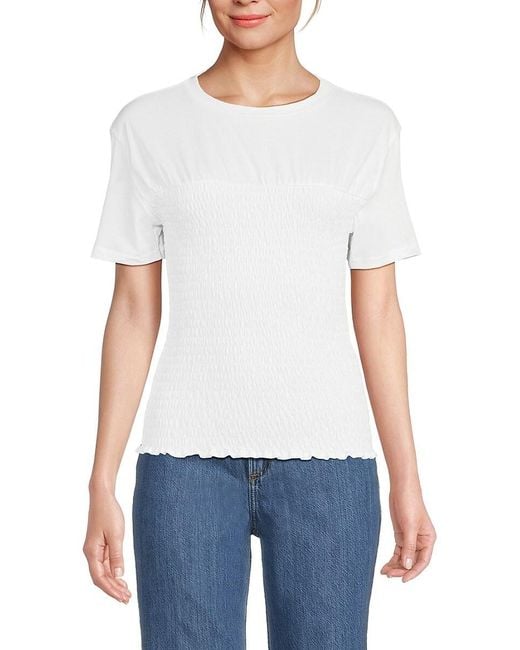 Rag & Bone White Smocked Cotton T-Shirt