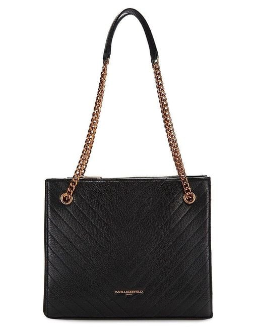 Karl Lagerfeld Charlotte Quilted Shoulder Bag in Black Lyst