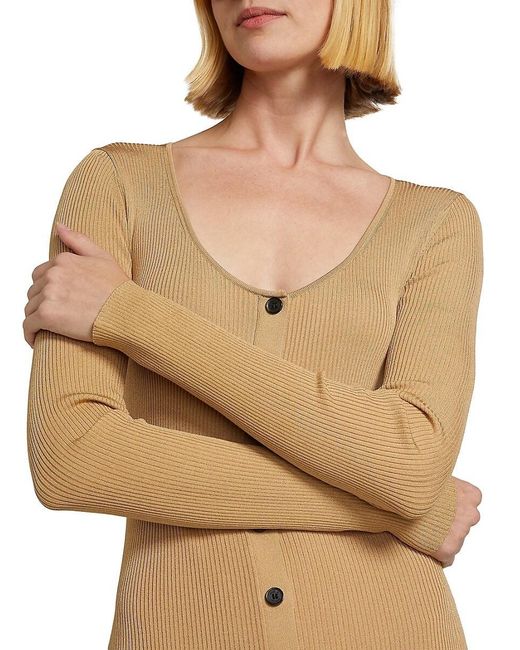 Proenza Schouler Natural Athena Rib-Knit Button-Front Dress