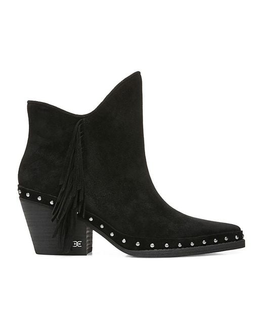 Sam Edelman Willie Point Toe Leather Ankle Boots in Black Lyst