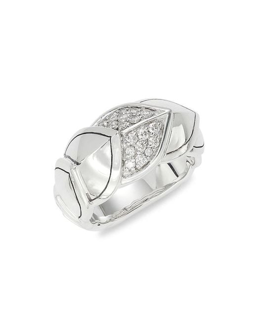 John Hardy White Legend's Naga Sterling & 0.31 Tcw Diamond Statement Ring