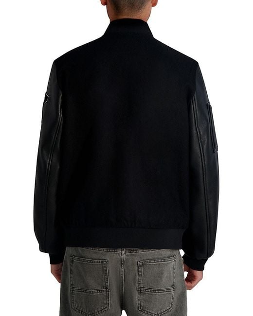 Karl Lagerfeld Black Regular-Fit Varsity Bomber Jacket for men