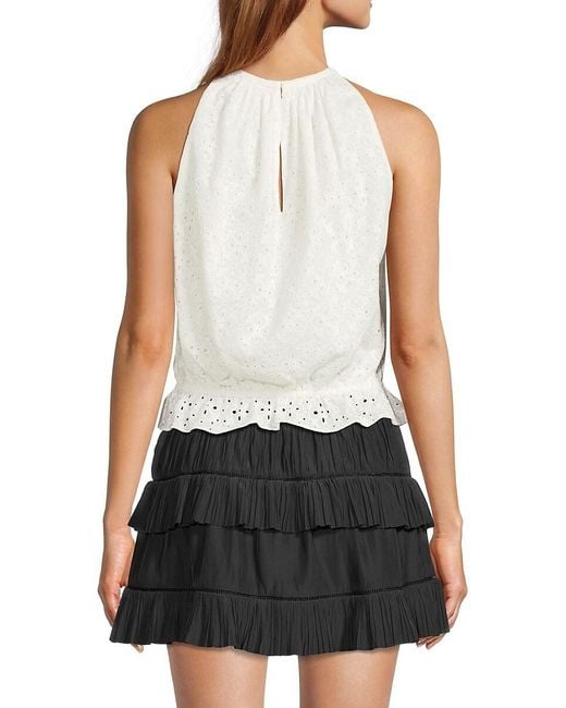 Ramy Brook White Sidnee Eyelet Halter Top