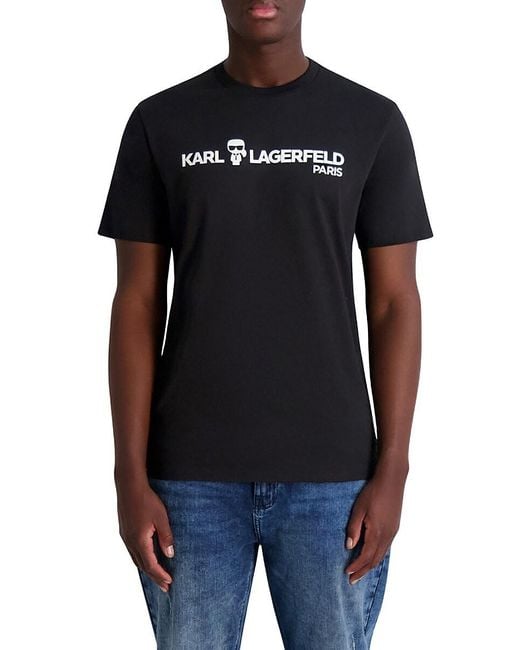 Karl Lagerfeld Blue Logo Cotton T-Shirt for men