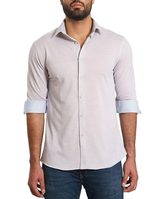 Jared Lang White 'Trim Fit Contrast Cuff Sport Shirt for men
