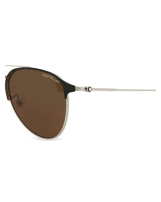Montblanc Brown 55mm Aviator Sunglasses