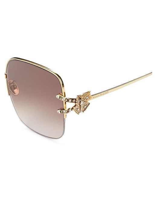 Alexander McQueen Pink 57mm Square Crystal Studded Sunglasses
