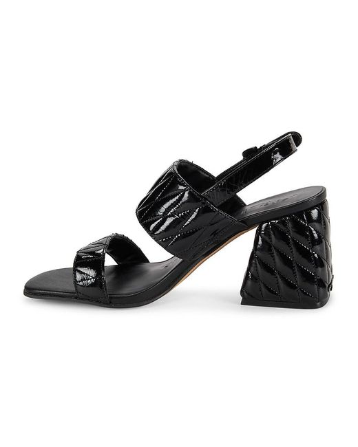 Karl Lagerfeld Black Sarina Quilted Open Toe Leather Sandals