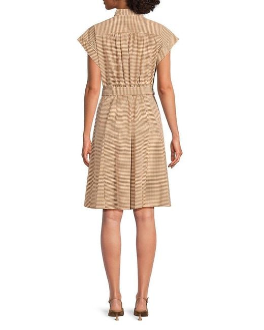 Calvin Klein Natural Mini Check Belted Dress