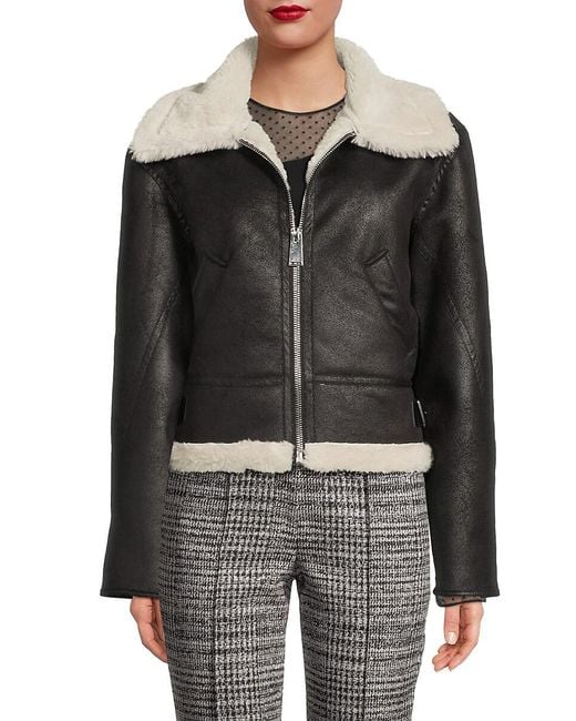 Jason Wu Black Faux Shearling Trim Jacket