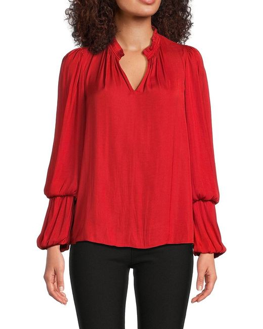 Tahari Layered Sleeve Solid Blouse
