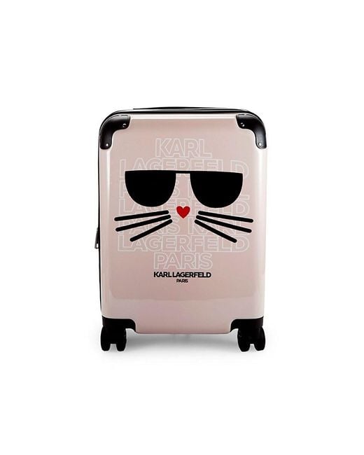 Karl Lagerfeld Black 20-inch Choupette Spinner Suitcase