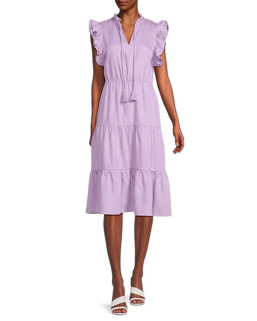Saks Fifth Avenue Purple Flutter A Line Dress