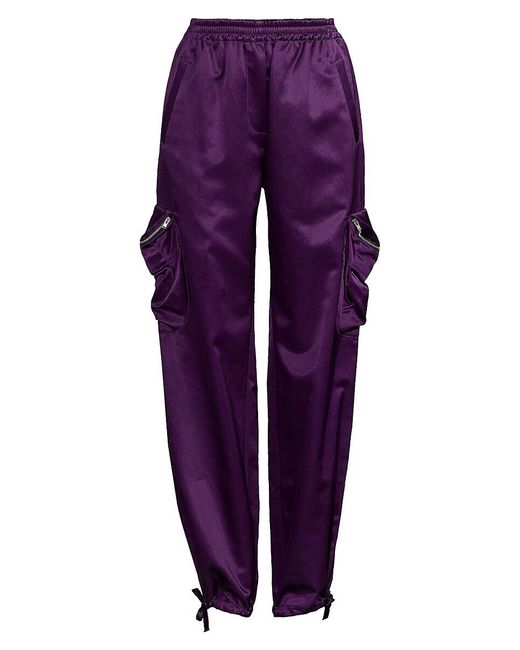KENZO Purple Satin Cargo Pants