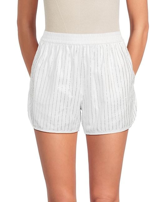 Generation Love White Cassio Crystal-Embellished Cotton-Blend Shorts