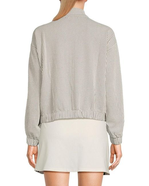Karl Lagerfeld Gray Striped Patch Zip Jacket