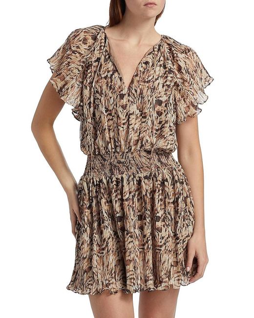 Ramy Brook Brown Felicia Crinkled Minidress