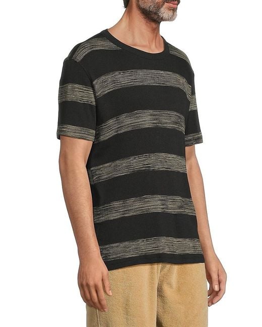 ATM Black Striped Cotton T-Shirt for men