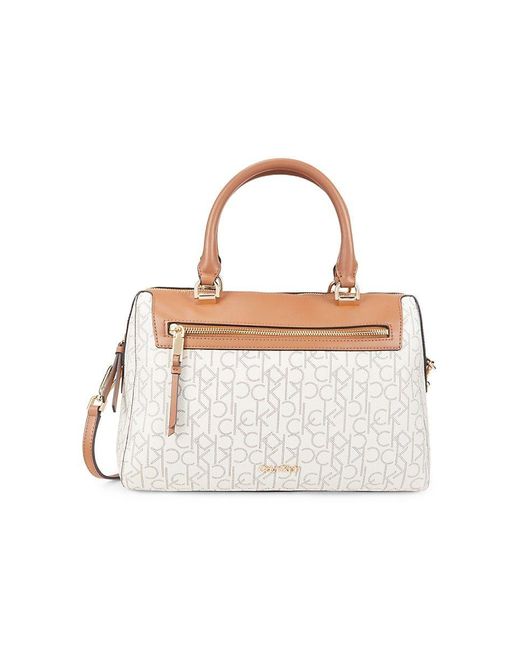 Calvin Klein Opal Monogram Top Handle Bag in White Lyst