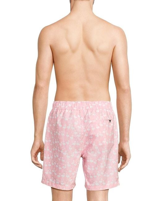 Onia Pink Tropical Print Swim Shorts for men