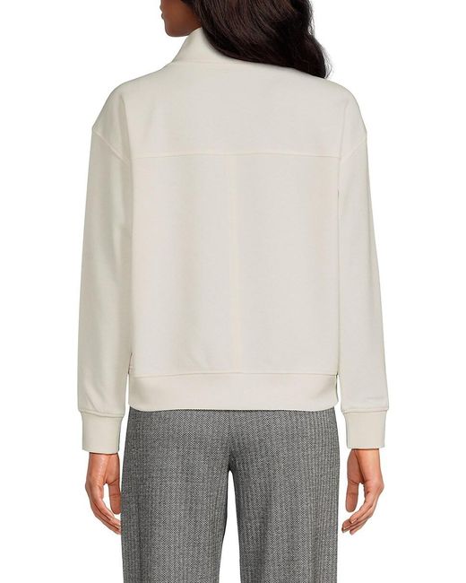 Halston Heritage Gray Quarter Snap-Front Pullover