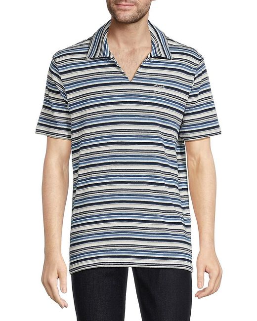Karl Lagerfeld Blue Striped Collared Tee for men