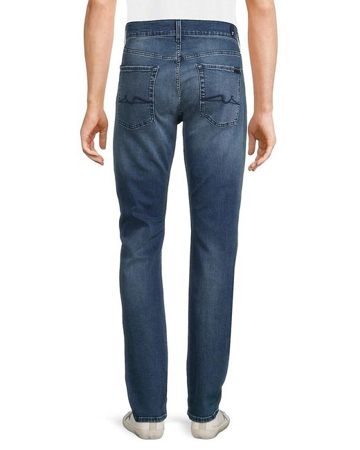 7 For All Mankind Blue High Rise Straight Jeans for men