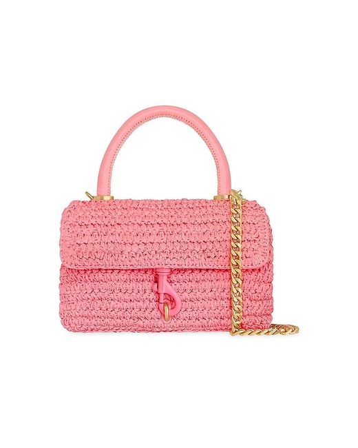 Rebecca Minkoff Pink Edie Woven Top Handle Bag