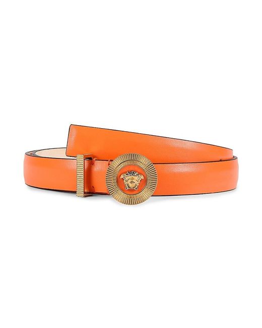 Versace Orange Logo Leather Belt