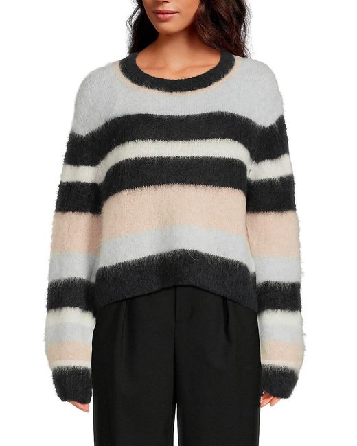 Ba&sh Gray Maria Striped Alpaca Wool Blend Sweater