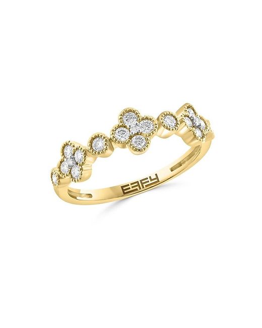 Effy Metallic 14k Yellow Gold & 0.49 Tcw Diamond Clover Ring