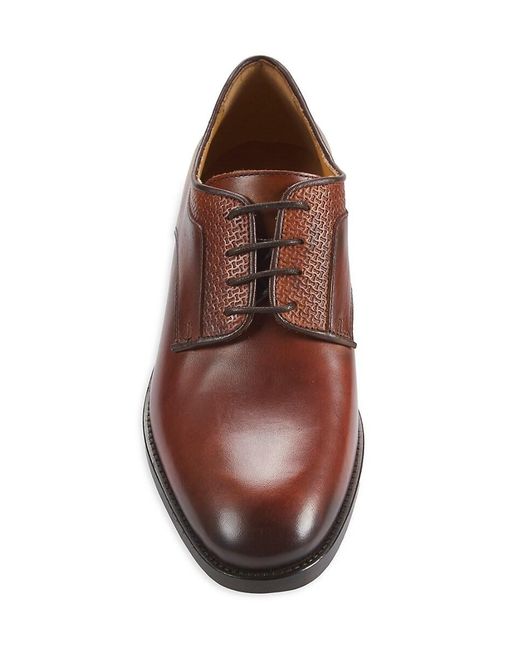 Saks Fifth Avenue Brown Troy Lace-Up Leather Oxfords for men