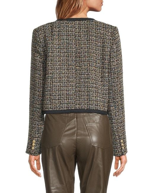 BCBGMAXAZRIA Gray Tweed Cropped Jacket