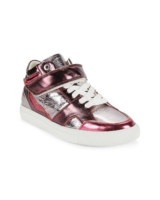 Zadig & Voltaire Pink Flash Vintage Metallic Leather Sneakers