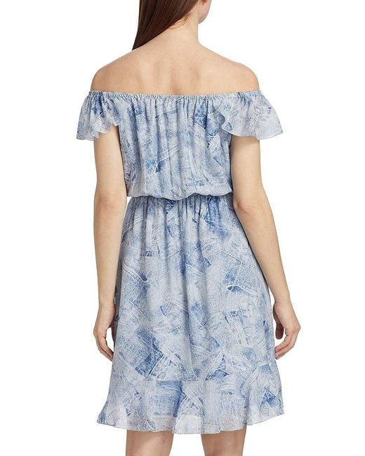 L'Agence Blue 'Agence Leonie Denim-Inspired Silk Minidress