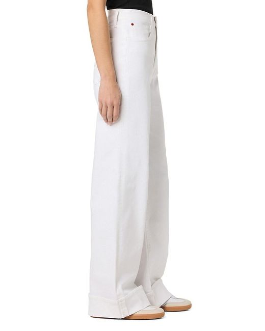 Hudson White Jolene High-rise Wide-leg Cuffed Jeans
