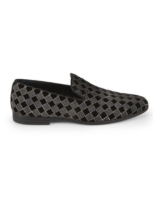 Steve Madden Black Geometric Velvet Smoking Slippers for men