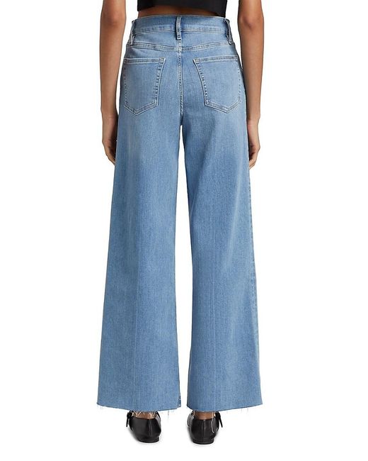 FRAME Blue Le Slim Palazzo Raw-Fray High-Rise Jeans