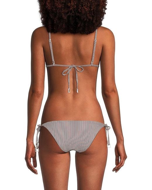Onia Brown Alexa Striped Triangle Bikini Top