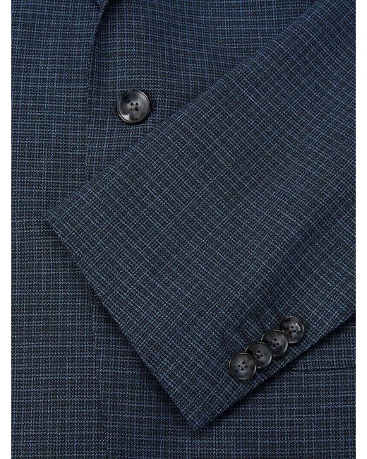 Boss Blue H Huge Mini Check Virgin Wool Suit for men