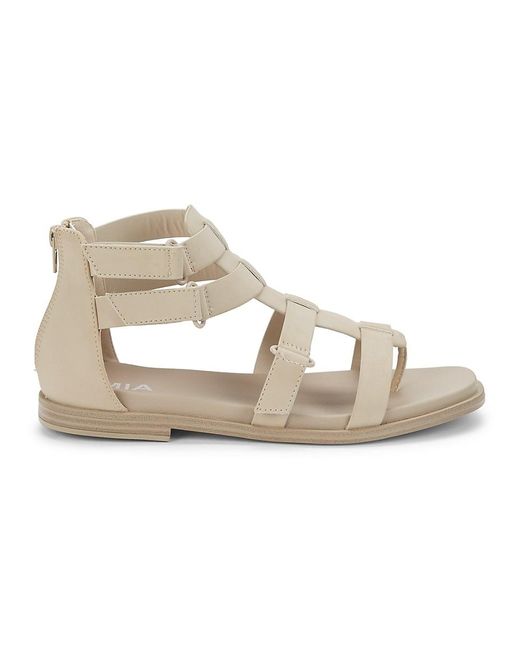MIA Daxa Strappy Faux Leather Flat Sandals in Beige (Natural) | Lyst