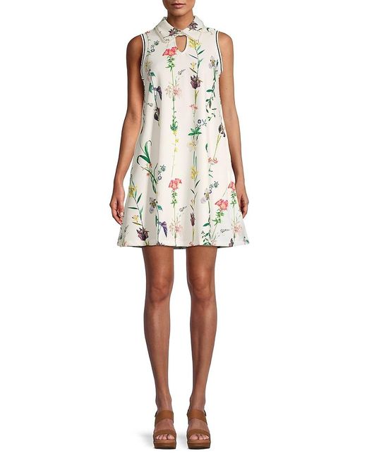 Gracia Synthetic Floral-print A-line Dress in White | Lyst